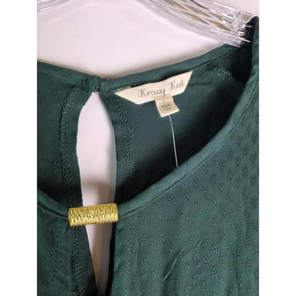 Women's Kraft Kat Boho Green Top Tunic Blouse size Large - Picture 2 of 9